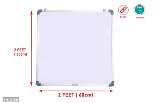 Non Magnetic (60CM x 60CM) 2X2 Feet Double Sided White Board and Chalk Board Both Side Writing Boards, one Side White Marker and Reverse Side Chalk Board Surface - Set of 1-thumb5