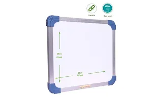 Non Magnetic 1x1 Feet Double Sided White Board Small Slate and Chalk Board one Side White Marker and Reverse Side Chalk Board Surface, Duster, Marker - Combo Pack of 3-thumb3