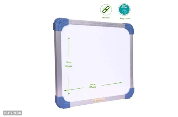 Non Magnetic 1x1 Feet Double Sided White Board Small Slate and Chalk Board one Side White Marker and Reverse Side Chalk Board Surface, Duster, Marker - Combo Pack of 3-thumb4