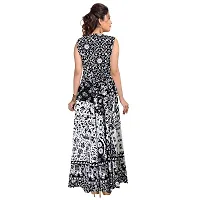 Stylish Cotton Printed Black A-Line Kurtas For Women-thumb1