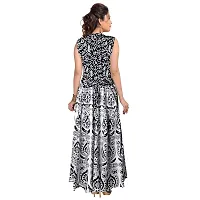 Stylish Cotton Printed Black A-Line Kurtas For Women-thumb1