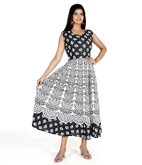 Stylish Cotton Printed Black A-Line Kurtas For Women-thumb4