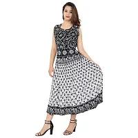 Stylish Cotton Printed Black A-Line Kurtas For Women-thumb1