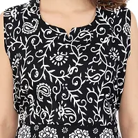 Stylish Cotton Printed Black A-Line Kurtas For Women-thumb4