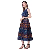 Stylish Cotton Printed Blue A-Line Kurtas For Women-thumb2