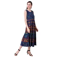 Stylish Cotton Printed Blue A-Line Kurtas For Women-thumb4