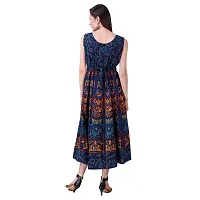 Stylish Cotton Printed Blue A-Line Kurtas For Women-thumb3