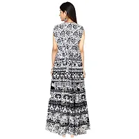 Stylish Cotton Printed Black  A-Line Kurtas For Women-thumb1