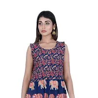 Stylish Cotton Printed Blue A-Line Kurtas For Women-thumb2