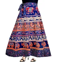 Stylish Cotton Printed Blue Skirts For Women-thumb2