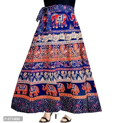 Stylish Cotton Printed Blue Skirts For Women-thumb3