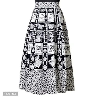 Stylish Cotton Printed Black  Skirts For Women-thumb0
