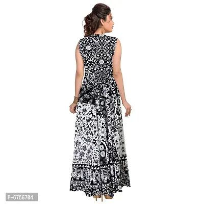 Stylish Cotton Printed Black A-Line Dress For Women-thumb2