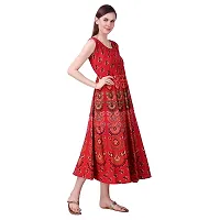 Stylish Cotton Printed Red A-Line Dress For Women-thumb1