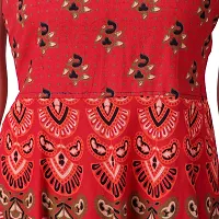 Stylish Cotton Printed Red A-Line Dress For Women-thumb3