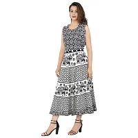 Stylish Cotton Printed Beige A-Line Dress For Women-thumb1