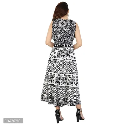 Stylish Cotton Printed Beige A-Line Dress For Women-thumb4