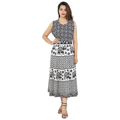 Printed Cotton Sleeveless Maxi Dresses