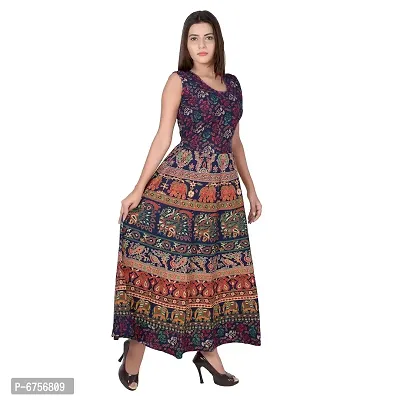 Stylish Cotton Printed Brown A-Line Dress For Women-thumb0