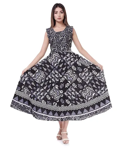 Printed Cotton Sleeveless Maxi Dresses