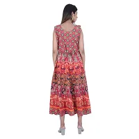 Stylish Cotton Printed Blue A-Line Dress For Women-thumb1