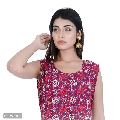 Stylish Cotton Printed Maroon A-Line Dress For Women-thumb3