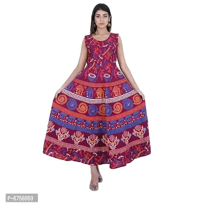 Stylish Cotton Printed Multicoloured A-Line Dress For Women-thumb5