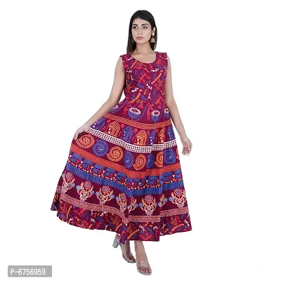 Stylish Cotton Printed Multicoloured A-Line Dress For Women