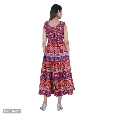 Stylish Cotton Printed Maroon A-Line Dress For Women-thumb2