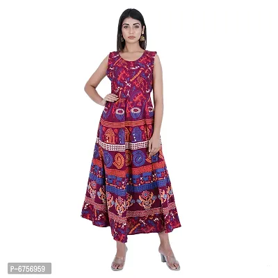 Stylish Cotton Printed Multicoloured A-Line Dress For Women-thumb4