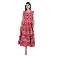Stylish Cotton Printed Red A-Line Dress For Women-thumb2