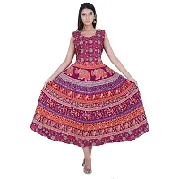 Stylish Cotton Printed Maroon A-Line Dress For Women-thumb4