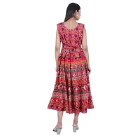 Stylish Cotton Printed Red A-Line Dress For Women-thumb1