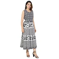 Stylish Cotton Printed Beige A-Line Dress For Women-thumb2