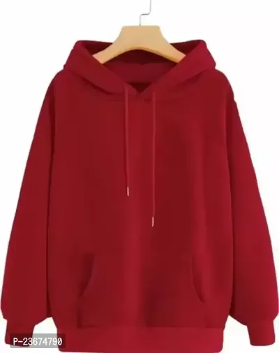 Trendy Maroon Cotton Blend Solid Sweatshirts For Women For Women-thumb0