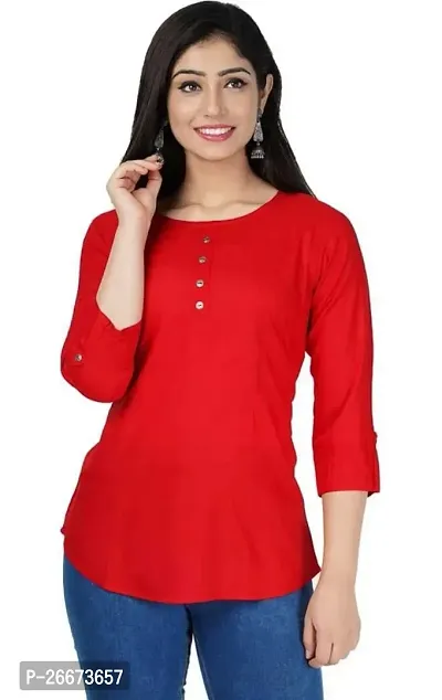 Stylish Viscose Rayon Red Top For Women-thumb0