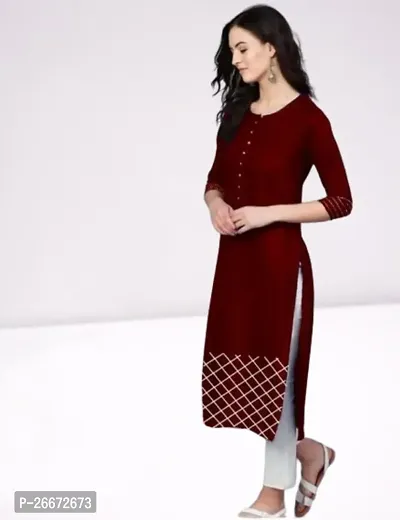 Stylish Viscose Red Self Pattern Kurti For Women-thumb0