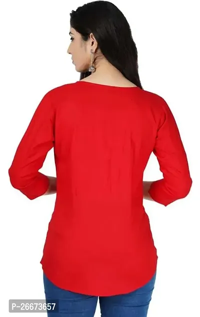 Stylish Viscose Rayon Red Top For Women-thumb2