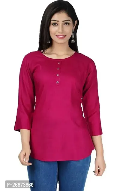 Stylish Viscose Rayon Pink Top For Women-thumb0