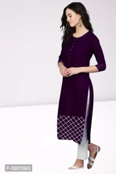 Stylish Viscose Purple Self Pattern Kurti For Women-thumb0