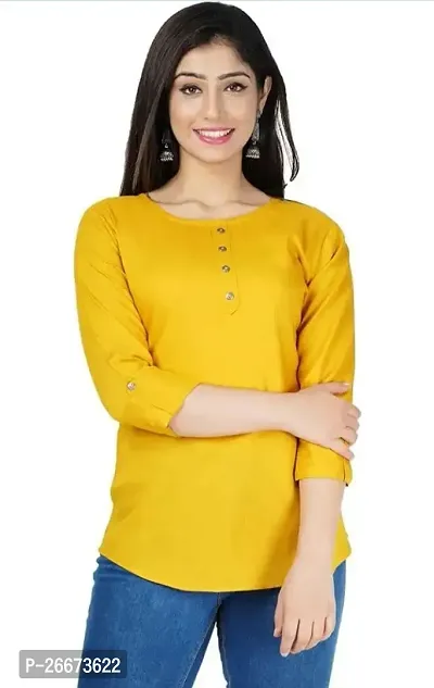 Stylish Viscose Rayon Yellow Top For Women