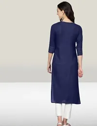 Stylish Viscose Blue Self Pattern Kurti For Women-thumb1