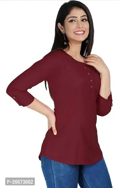 Stylish Viscose Rayon Maroon Top For Women-thumb3