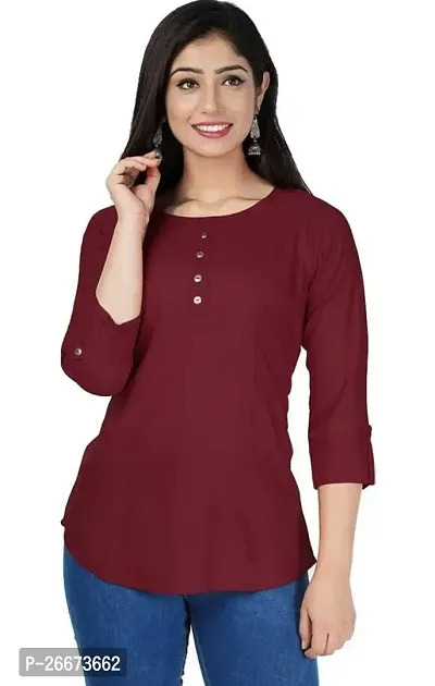 Stylish Viscose Rayon Maroon Top For Women