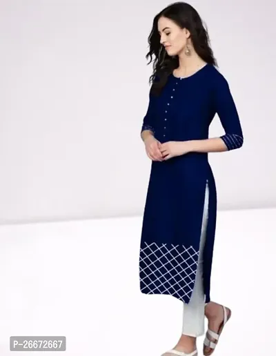 Stylish Viscose Blue Self Pattern Kurti For Women-thumb0