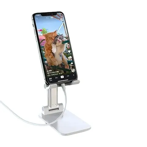 Cell Phone Stand, Adjustable Cell Phone Stand, Foldable Portable Desktop Stand, Phone Holder Stand for Desk Sturdy Aluminum Metal Stand