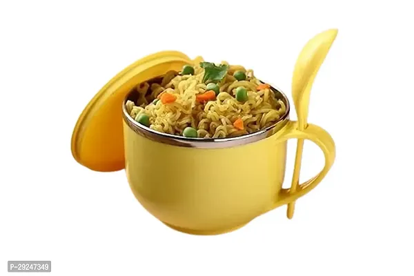 Noodles Bowl Comes with Inner Stainless Steel Soup Bowl and Spoon Holder,Light Weight,Stackable,Perfect for Noodles,Maggie,Soups-500Ml-thumb0