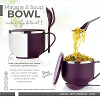 Noodles Bowl Comes with Inner Stainless Steel Soup Bowl and Spoon Holder,Light Weight,Stackable,Perfect for Noodles,Maggie,Soups-500Ml-thumb3