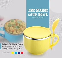 Noodles Bowl Comes with Inner Stainless Steel Soup Bowl and Spoon Holder,Light Weight,Stackable,Perfect for Noodles,Maggie,Soups-500Ml-thumb2