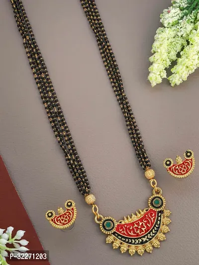 Elegant Gold Plated Mangalsutra with Earring for Women